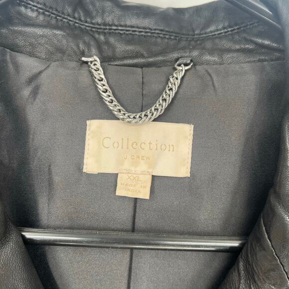 J.Crew Collection Washed Leather Motorcycle Jacket Black Women's Size XXL - Picture 5 of 16